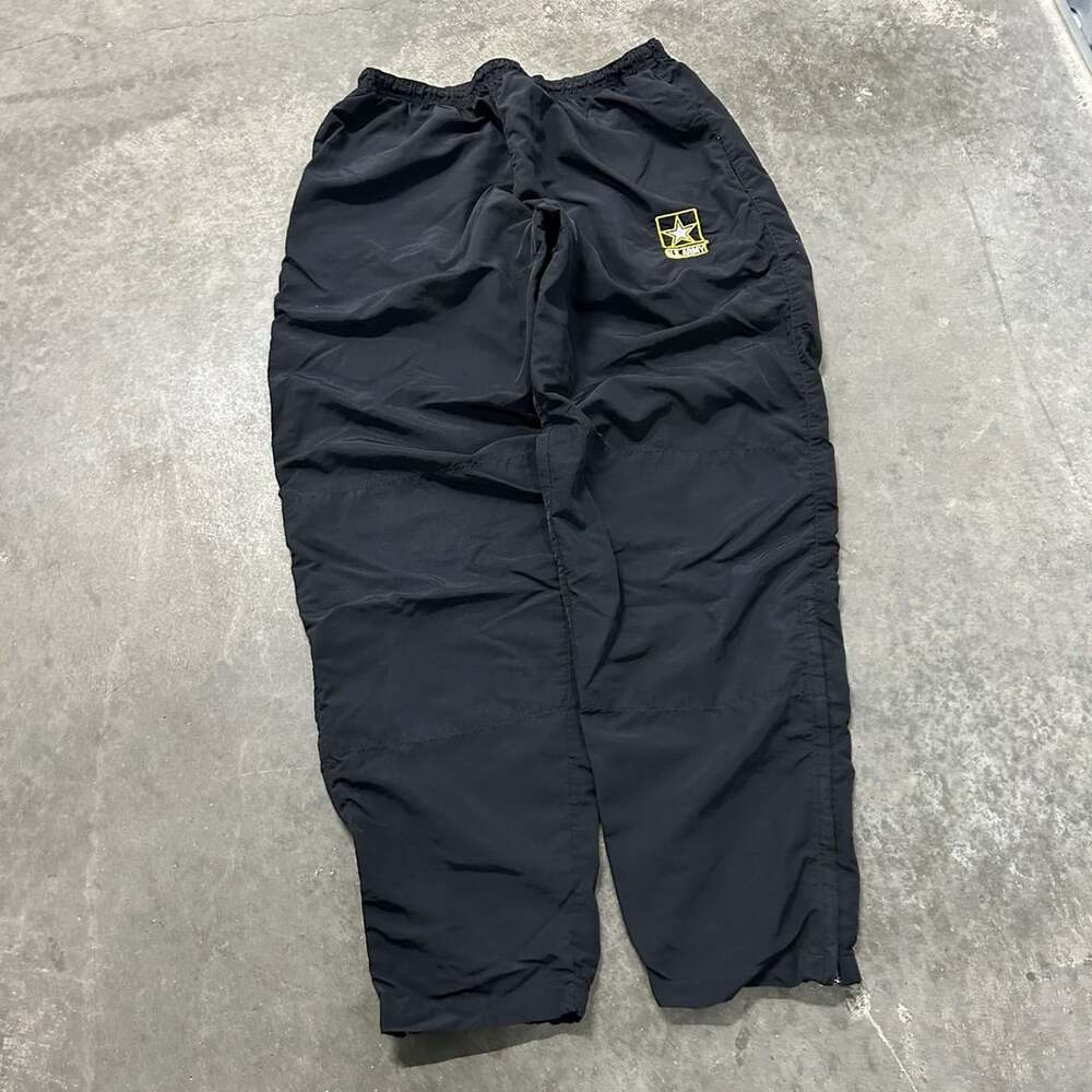 US Army APFU Physical Fitness Uniform Nylon Training Pants Black Size Large Long